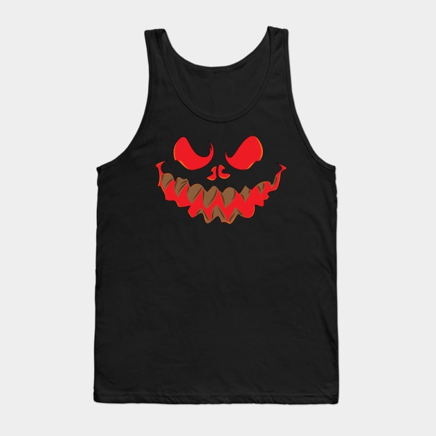 Halloween Scary Pumpkin Face Tank Top by ThreadsMonkey